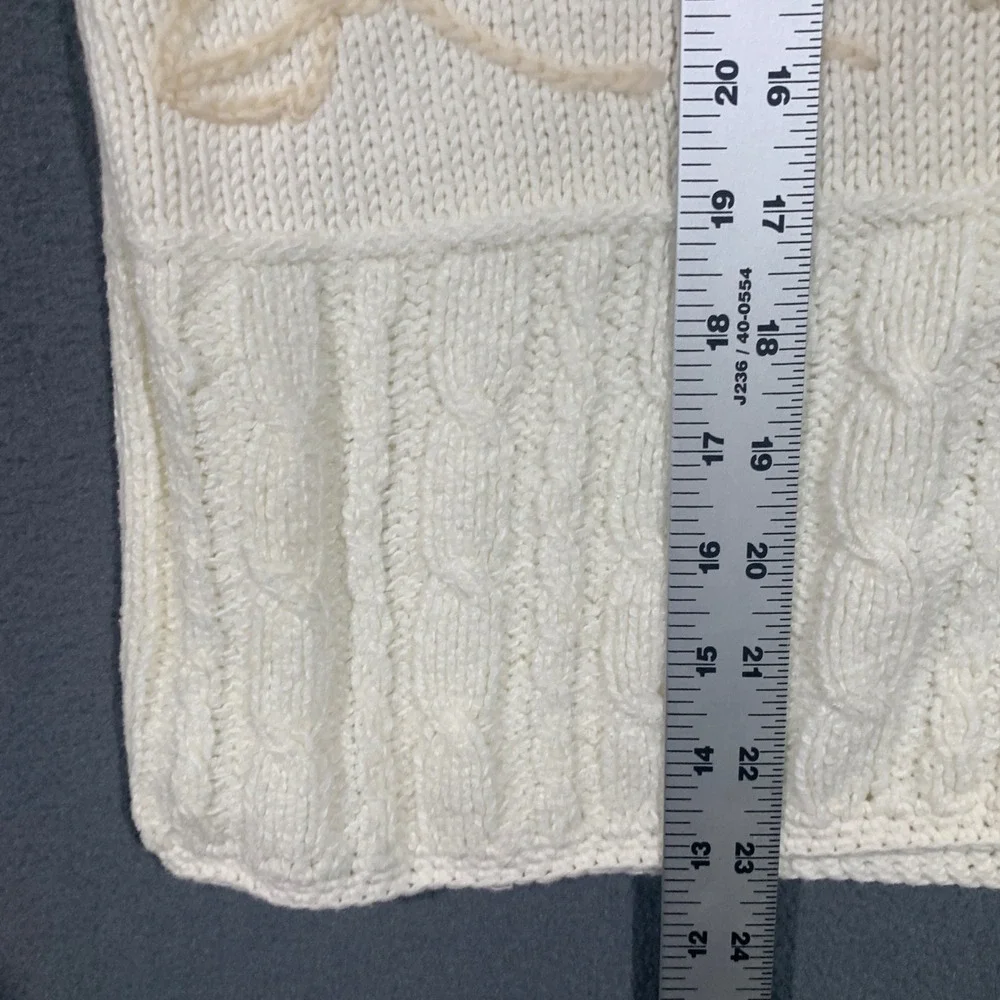 Vintage Cottagecore Women's Large Cream Knit Floral‎ Embroidered Vest *